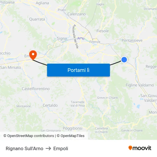 Rignano Sull'Arno to Empoli map