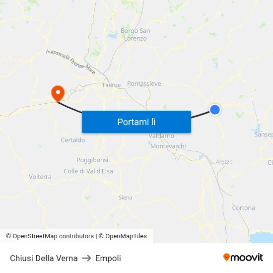 Chiusi Della Verna to Empoli map