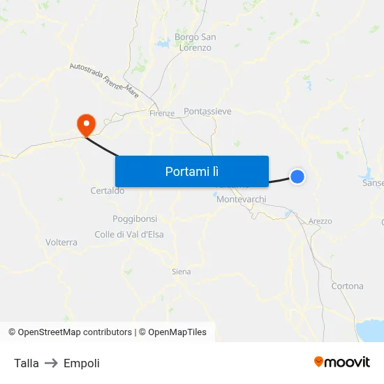 Talla to Empoli map
