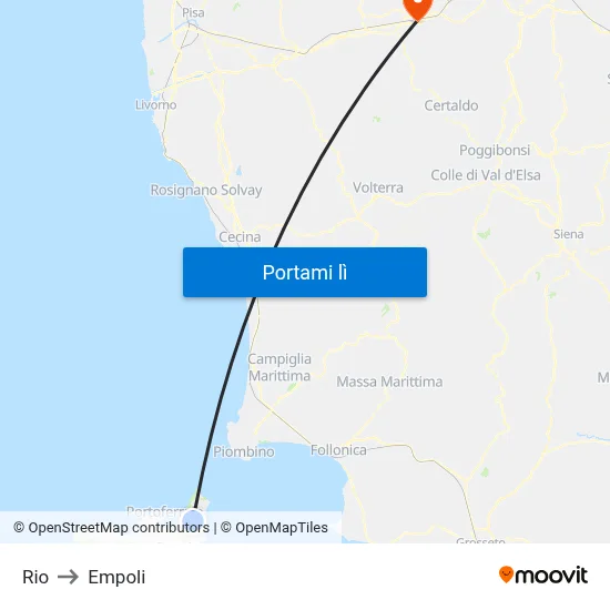 Rio to Empoli map