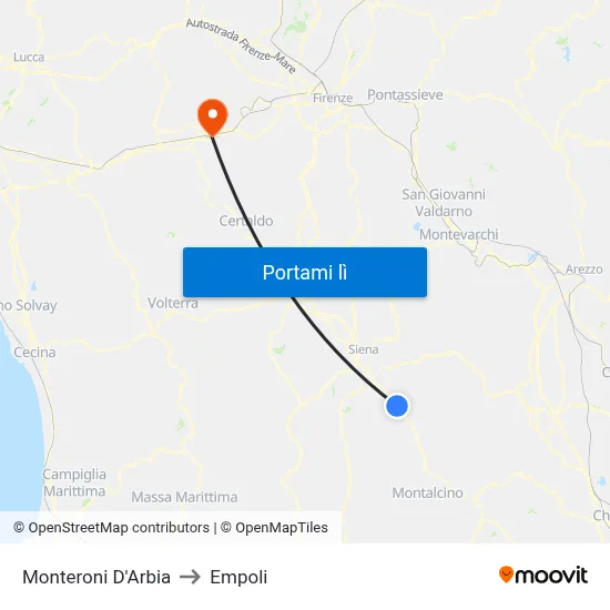 Monteroni D'Arbia to Empoli map
