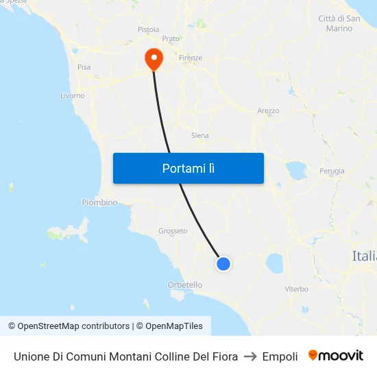 Unione Di Comuni Montani Colline Del Fiora to Empoli map