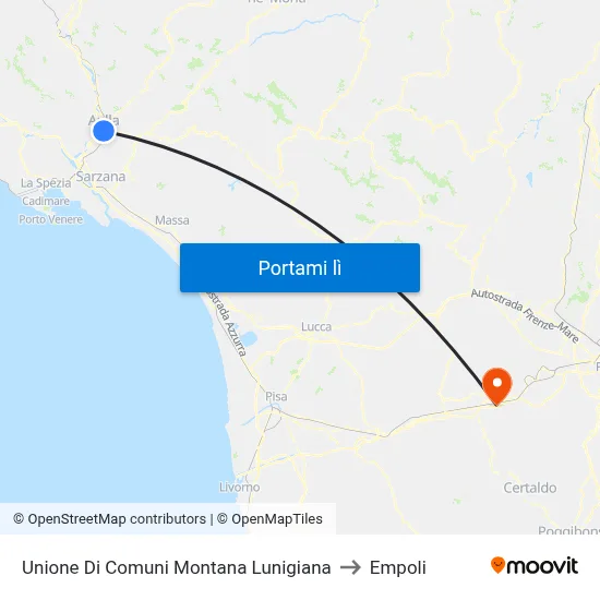 Unione Di Comuni Montana Lunigiana to Empoli map