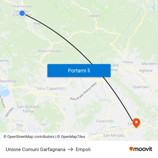 Unione Comuni Garfagnana to Empoli map