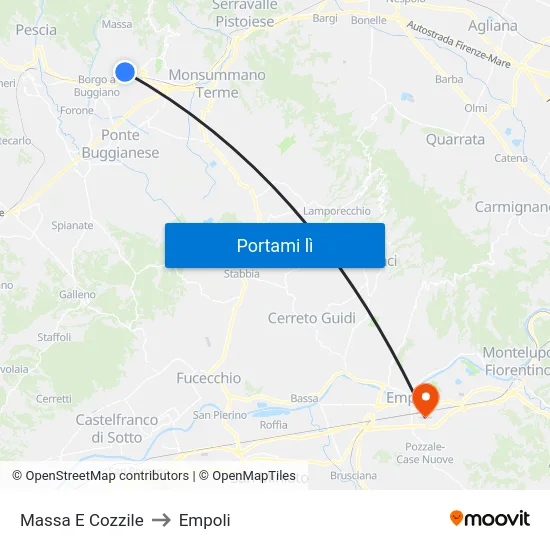 Massa E Cozzile to Empoli map