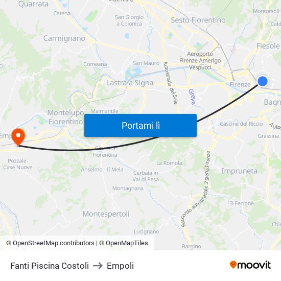 Fanti Piscina Costoli to Empoli map
