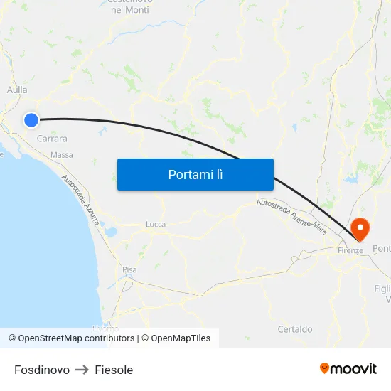 Fosdinovo to Fiesole map