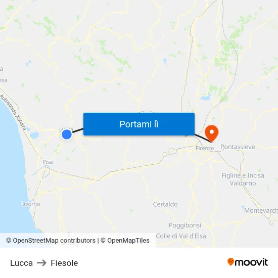 Lucca to Fiesole map