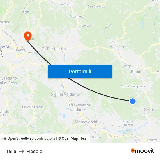 Talla to Fiesole map