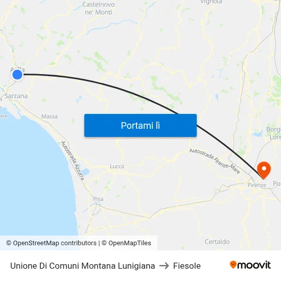 Unione Di Comuni Montana Lunigiana to Fiesole map