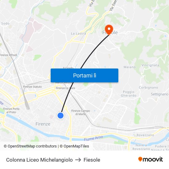 Colonna Liceo Michelangiolo to Fiesole map