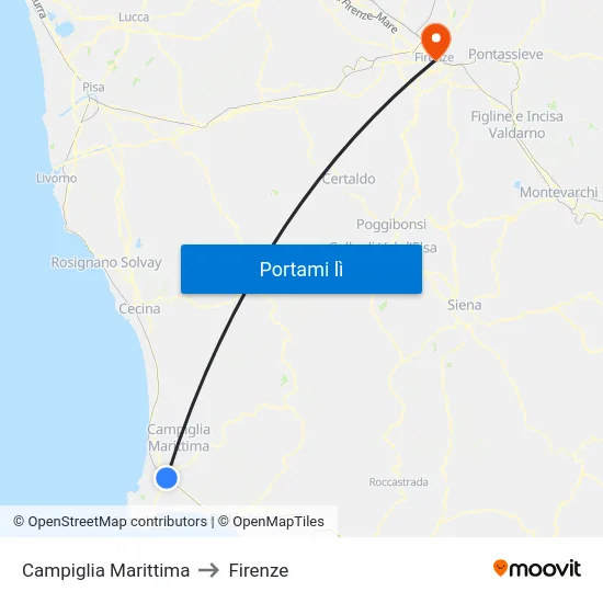 Campiglia Marittima to Firenze map