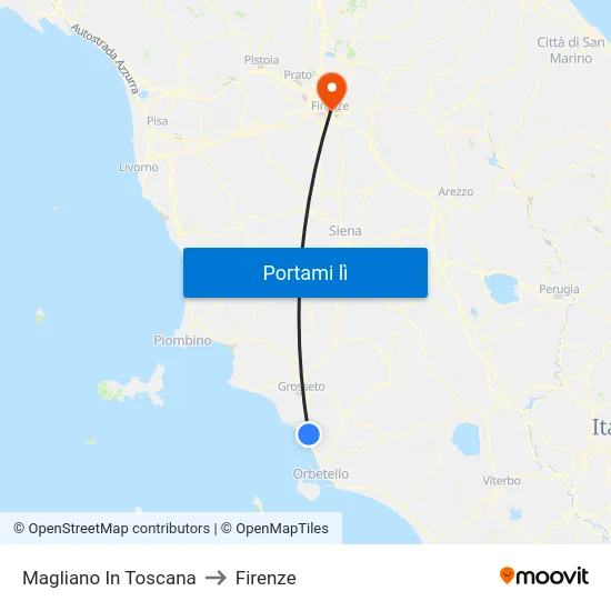 Magliano In Toscana to Firenze map