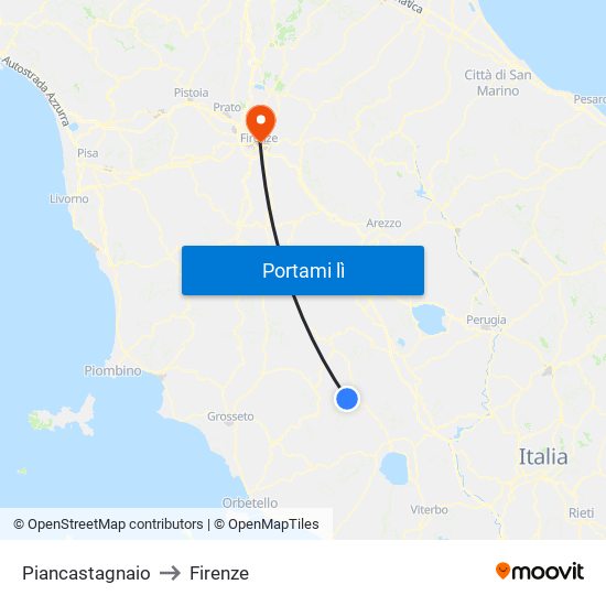 Piancastagnaio to Firenze map