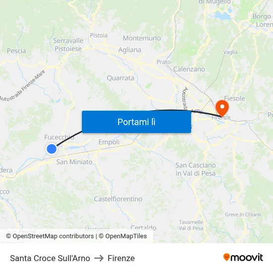 Santa Croce Sull'Arno to Firenze map