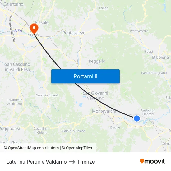 Laterina Pergine Valdarno to Firenze map