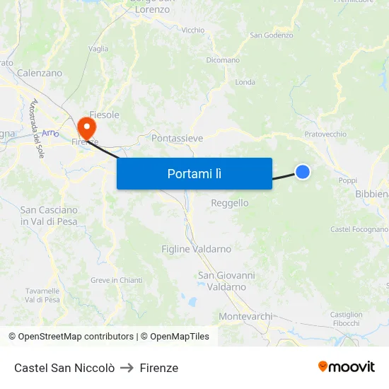 Castel San Niccolò to Firenze map