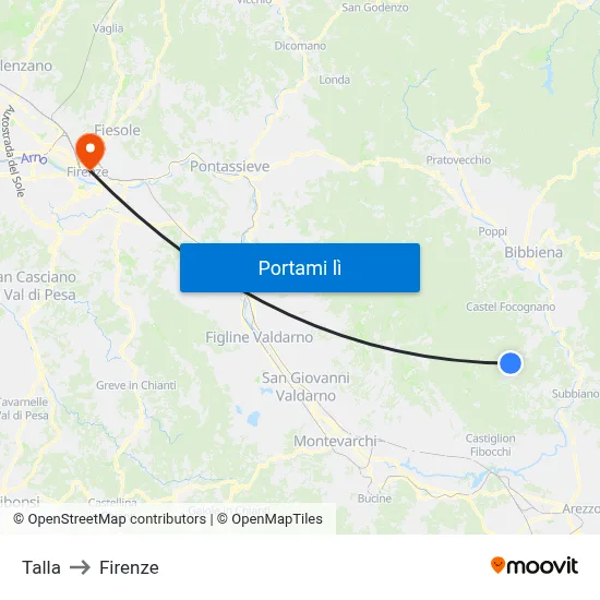 Talla to Firenze map