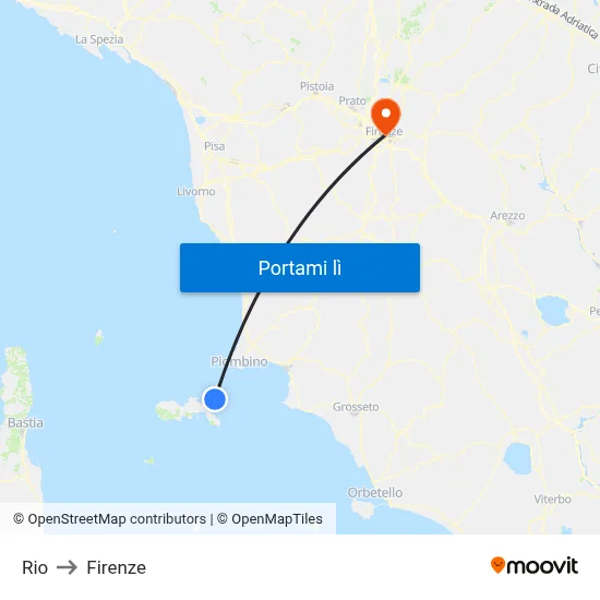 Rio to Firenze map