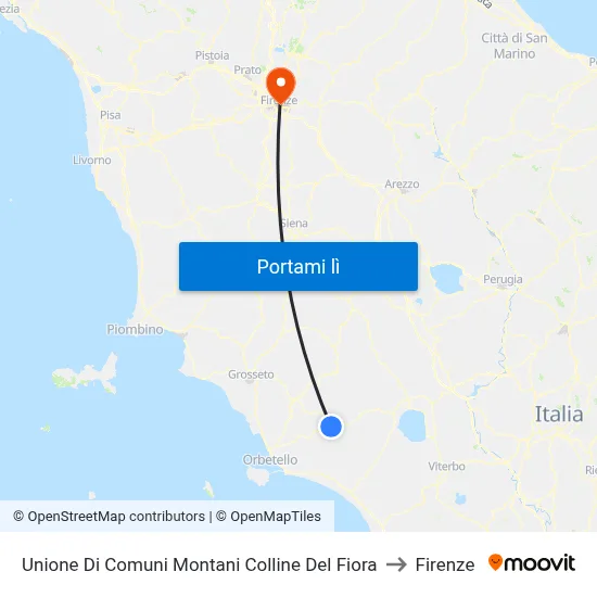 Unione Di Comuni Montani Colline Del Fiora to Firenze map