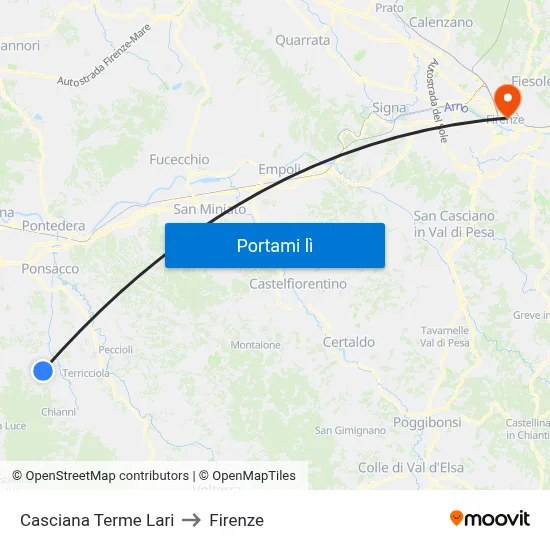 Casciana Terme Lari to Firenze map
