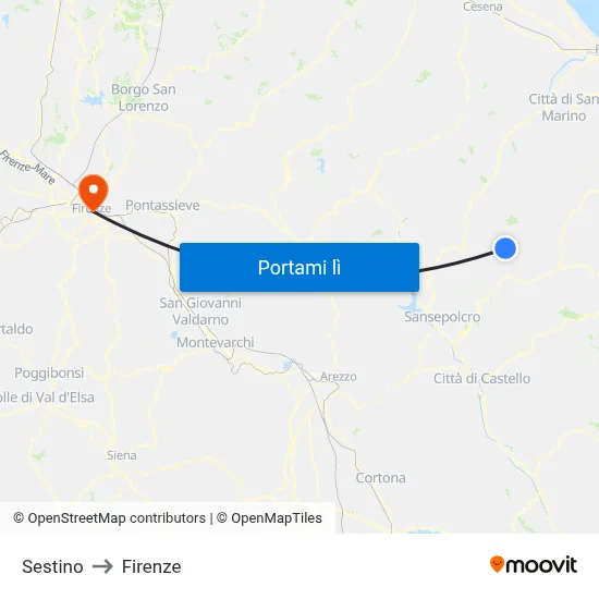 Sestino to Firenze map