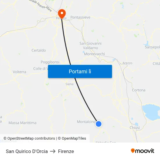 San Quirico D'Orcia to Firenze map