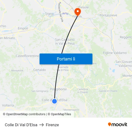Colle Di Val D'Elsa to Firenze map