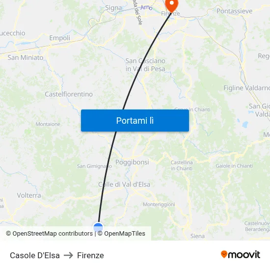 Casole D'Elsa to Firenze map