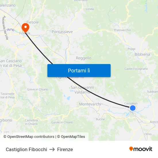 Castiglion Fibocchi to Firenze map