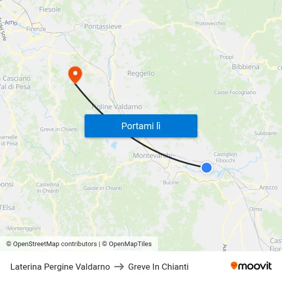 Laterina Pergine Valdarno to Greve In Chianti map
