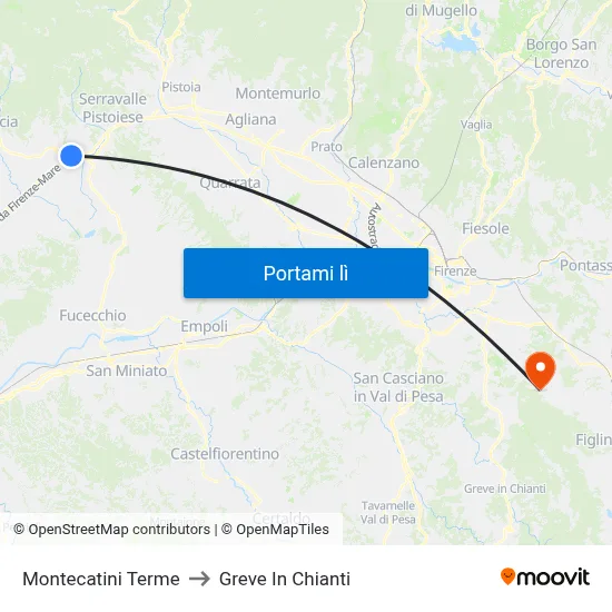 Montecatini Terme to Greve In Chianti map