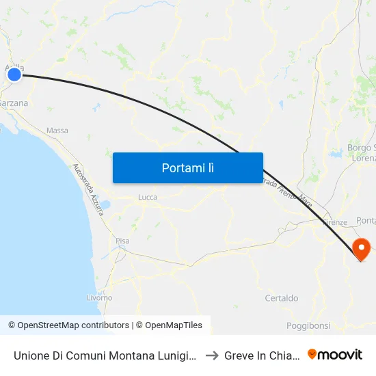 Unione Di Comuni Montana Lunigiana to Greve In Chianti map