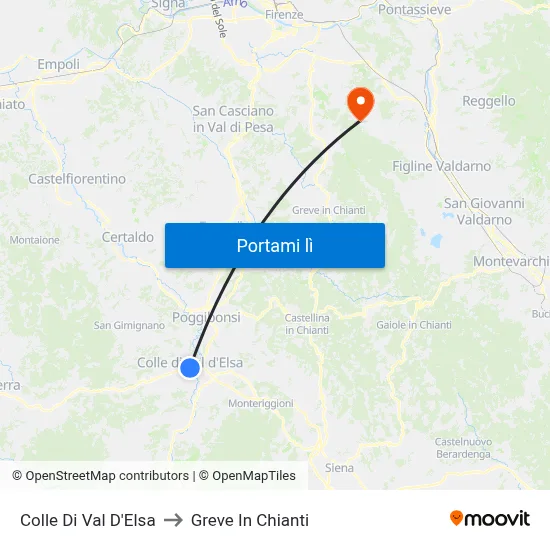 Colle Di Val D'Elsa to Greve In Chianti map