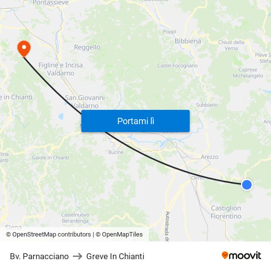 Bv. Parnacciano to Greve In Chianti map