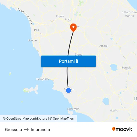 Grosseto to Impruneta map