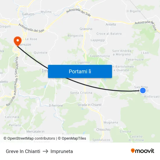 Greve In Chianti to Impruneta map