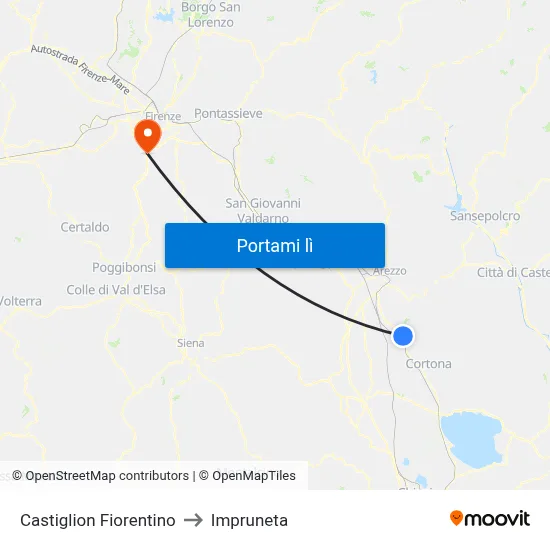 Castiglion Fiorentino to Impruneta map