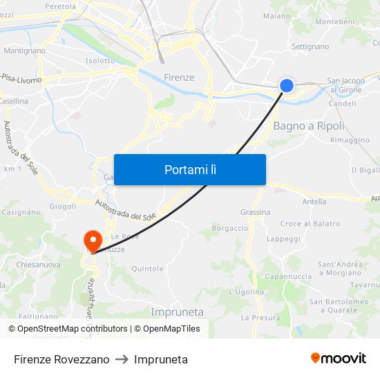 Firenze Rovezzano to Impruneta map