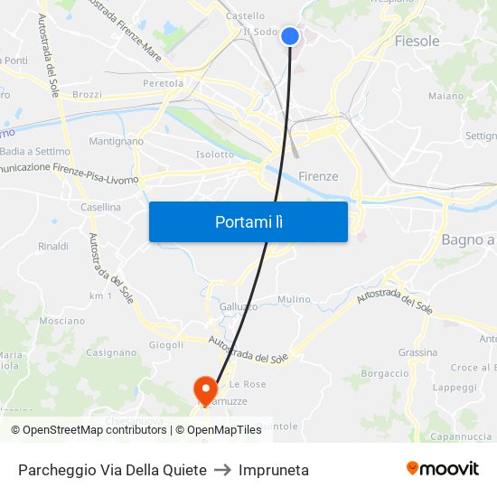 Parcheggio Via Della Quiete to Impruneta map