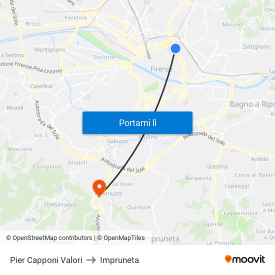 Pier Capponi Valori to Impruneta map