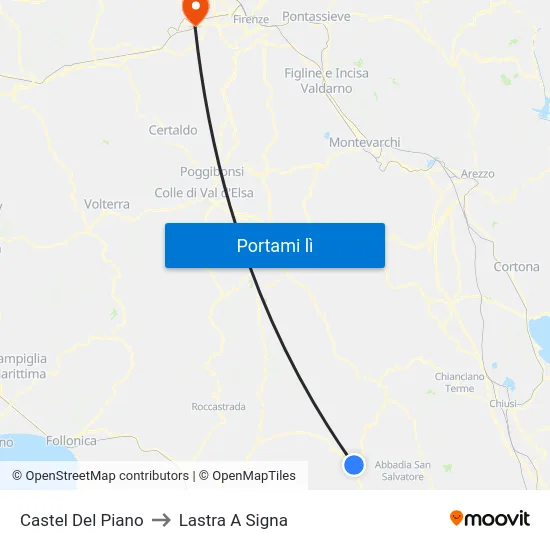 Castel Del Piano to Lastra A Signa map
