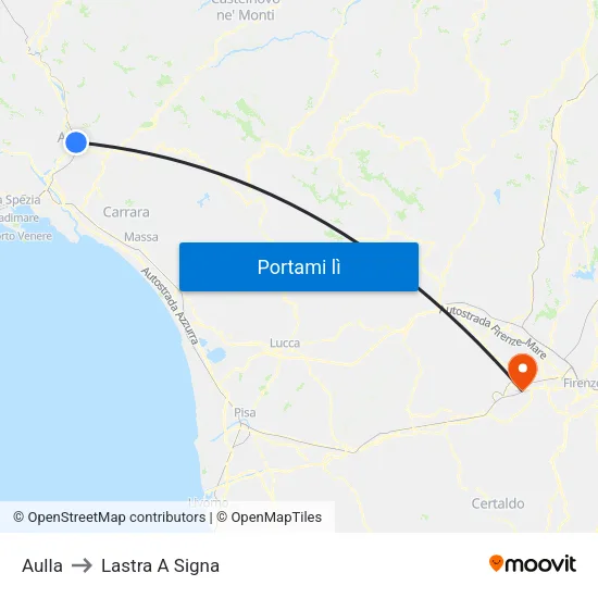 Aulla to Lastra A Signa map
