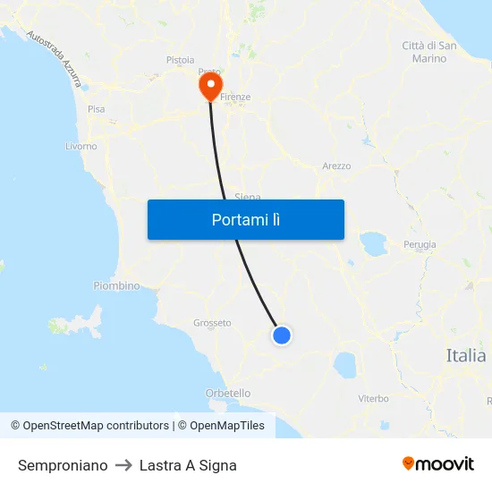 Semproniano to Lastra A Signa map