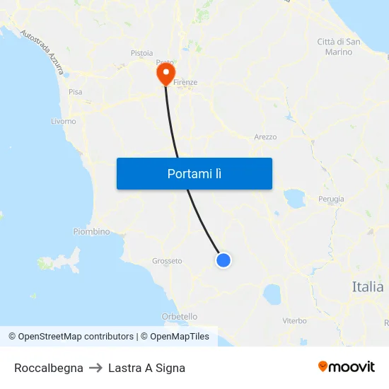 Roccalbegna to Lastra A Signa map