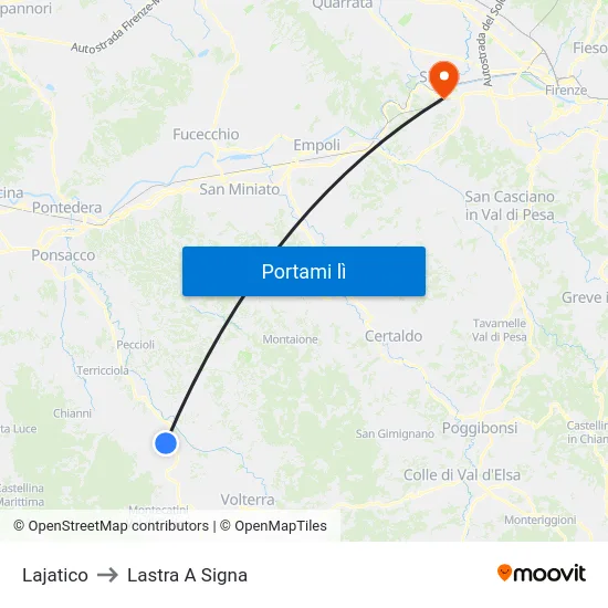 Lajatico to Lastra A Signa map