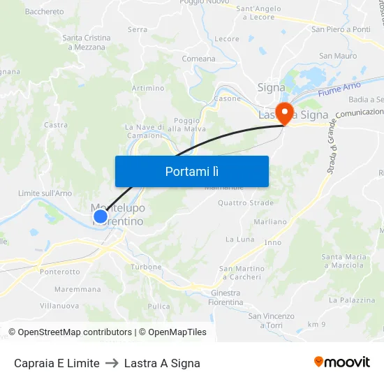 Capraia E Limite to Lastra A Signa map