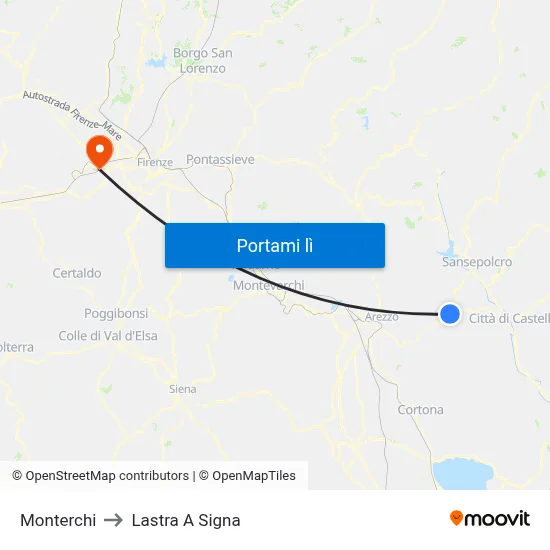Monterchi to Lastra A Signa map