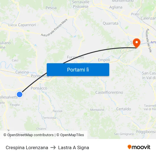 Crespina Lorenzana to Lastra A Signa map