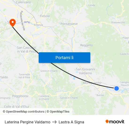 Laterina Pergine Valdarno to Lastra A Signa map